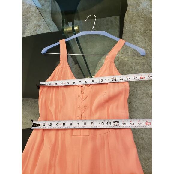 A Loves A Womens Pink Backless Ruched Wide Strap Lace Up V Neck Jumpsuit Size XS - Picture 15 of 16